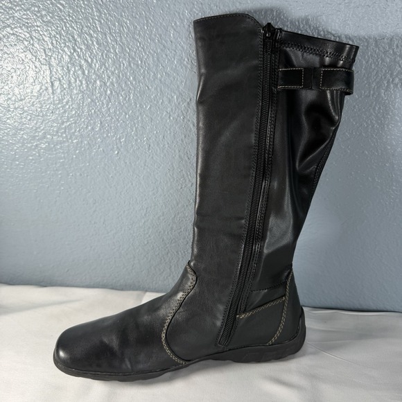 Remonte by Rieker Women EU 39 Liv 79 Tall Black Leather Riding Boots Zip EUC - Picture 3 of 7